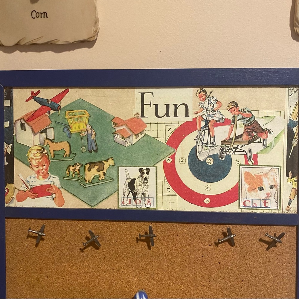 Vintage Children’s Cork Board & Push Pins